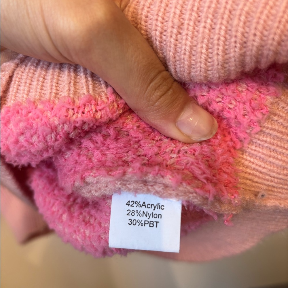 Pink Heart Pattern Knit Sweater - Picture 2 of 5